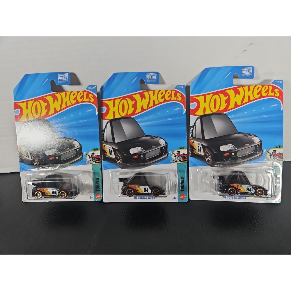 Hot Wheels 2026,  '94 Toyota Supra Series Tooned Black Shortcard Lot Of 3